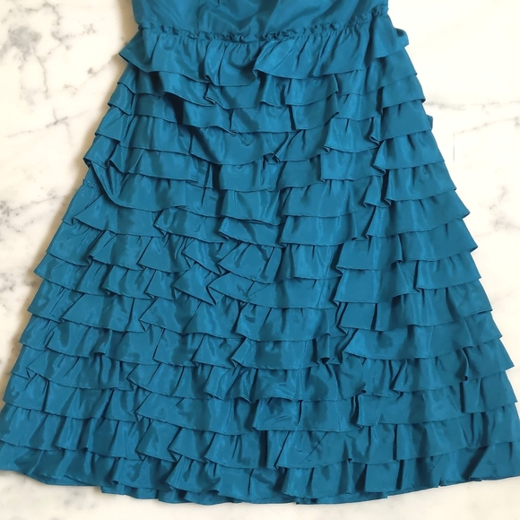 NWT. The Limited Fully lined teal color strapless ruffle tiered dress. - Picture 4 of 8